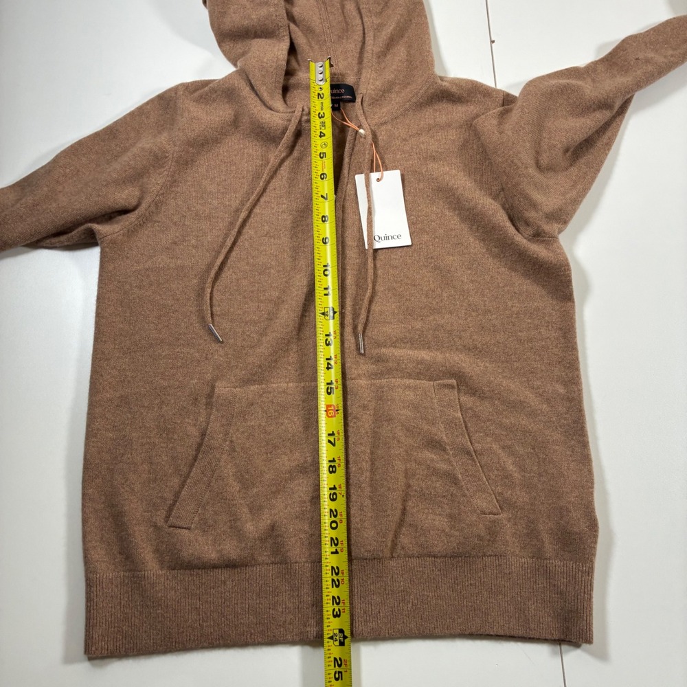 NEW Quince Mongolian Cashmere Hoodie Women Medium Brown Full Zip Luxury Sweater - Picture 9 of 10